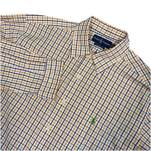 Ralph Lauren Shirt Mens 16-32/33 White w/Blue-Orange‎ Checks Classic Fit
